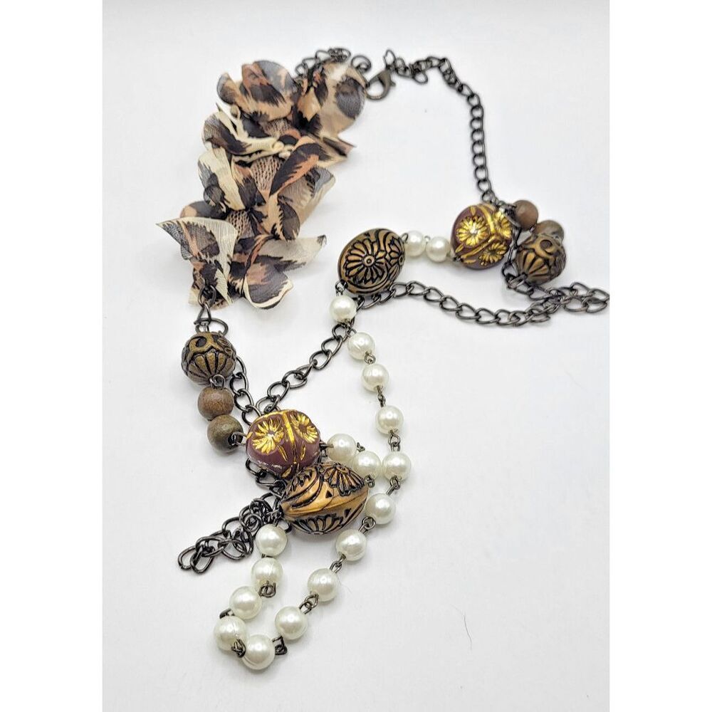 bohemian boho chic floral necklace 30in